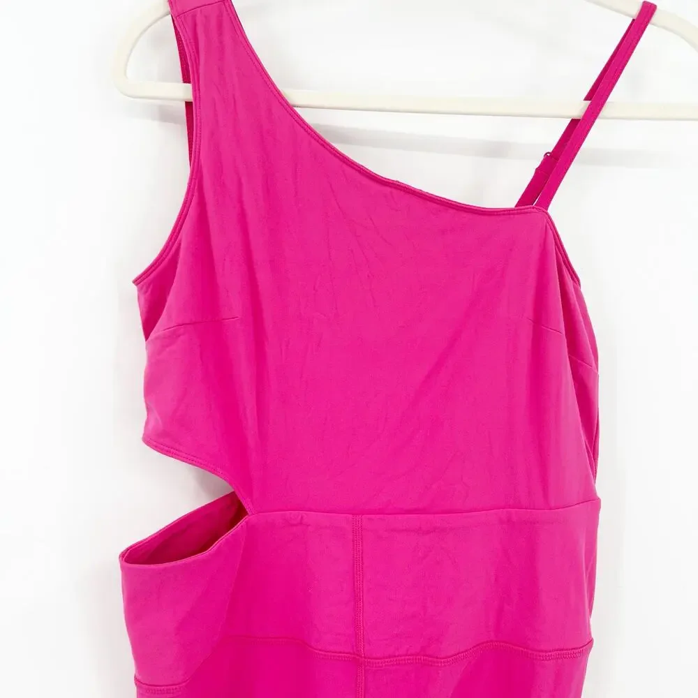 JoyLab Womens Athleisure Cutout Asymmetrical Neck Flare Leg Bodysuit Jumpsuit L - Picture 3 of 7
